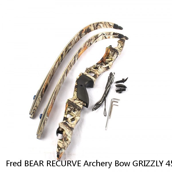 Fred BEAR RECURVE Archery Bow GRIZZLY 45# Model KR67513 AMO-58”