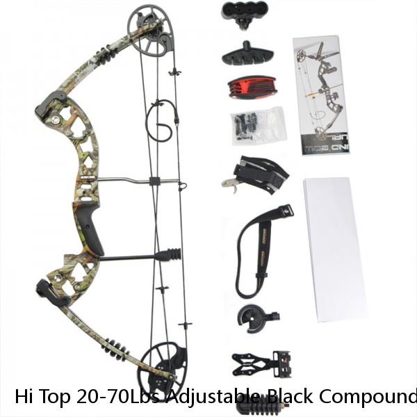 Hi Top 20-70Lbs Adjustable Black Compound Bow Junxing M120 Archery Kit Lieft Hand Bow Youth Compound Bow And Arrow Set